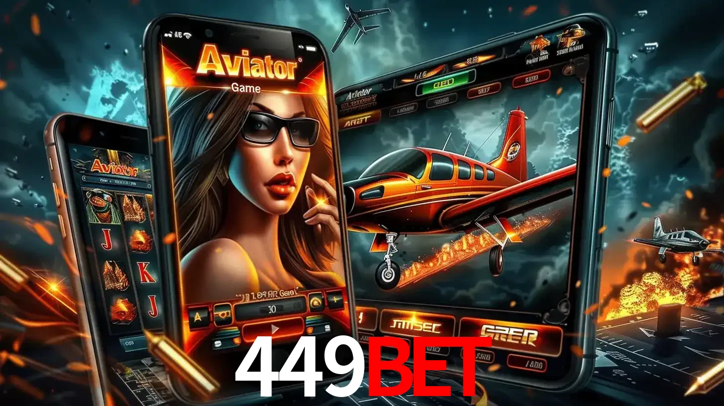 O popular jogo de apostas Aviator exibido em vários celulares e tablets, mostrando a interface emocionante e a ação de voo disponíveis para jogar agora no 449bet.