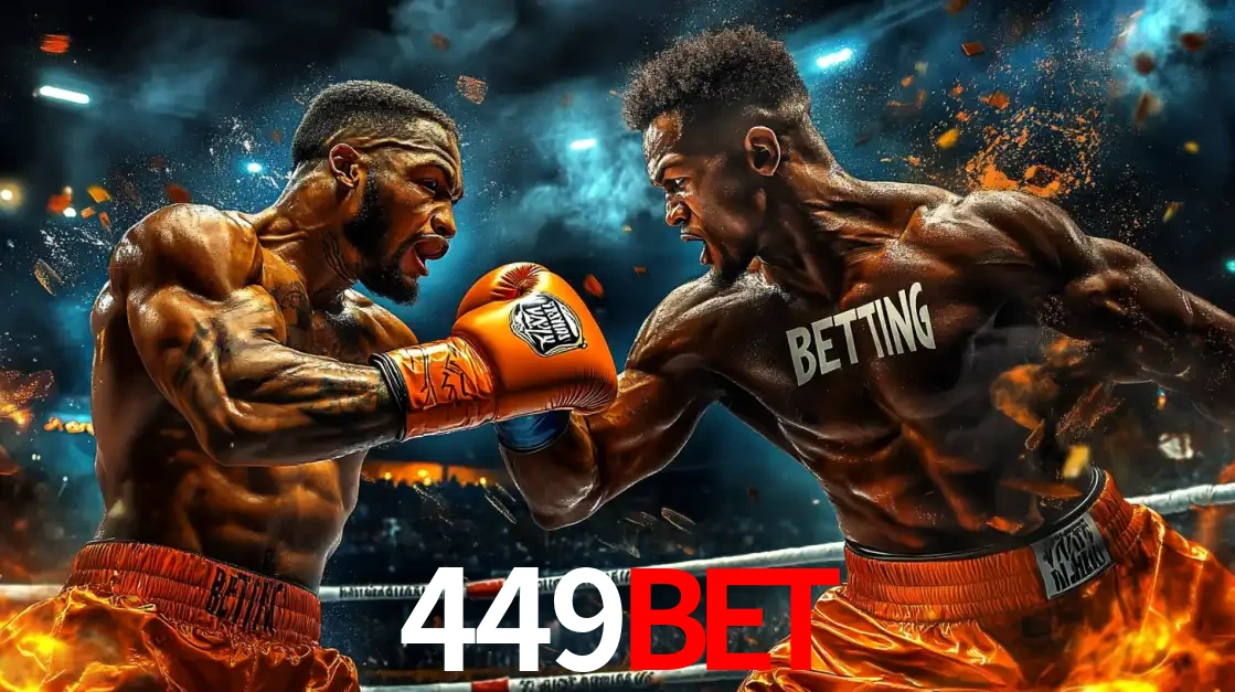 Dois boxeadores em uma luta intensa e explosiva, representando a adrenalina e as oportunidades de apostas em esportes de combate disponíveis na plataforma 449bet.