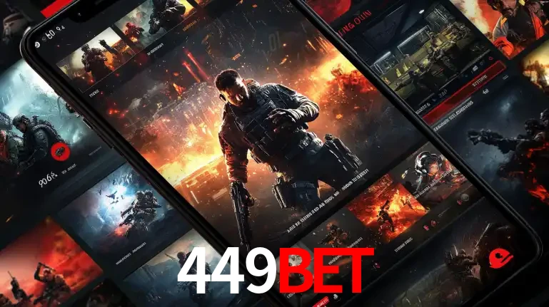 Tela de um celular exibindo uma galeria de jogos de tiro com temática militar, mostrando a variedade de e-sports disponíveis para apostas na plataforma de entretenimento 449bet.