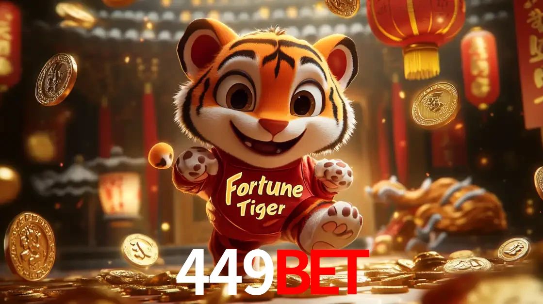 O alegre personagem do Fortune Tiger correndo sobre um caminho de moedas de ouro, simbolizando os grandes prêmios e a diversão do popular jogo de slot do 449bet.